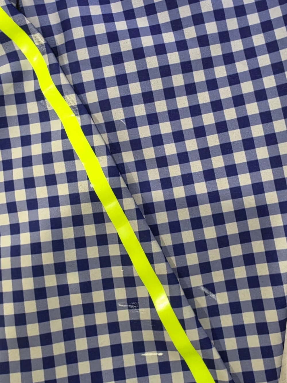 Blue Gingham High-Rise Leggings with Neon Lime Stripe - Picture 5 of 9